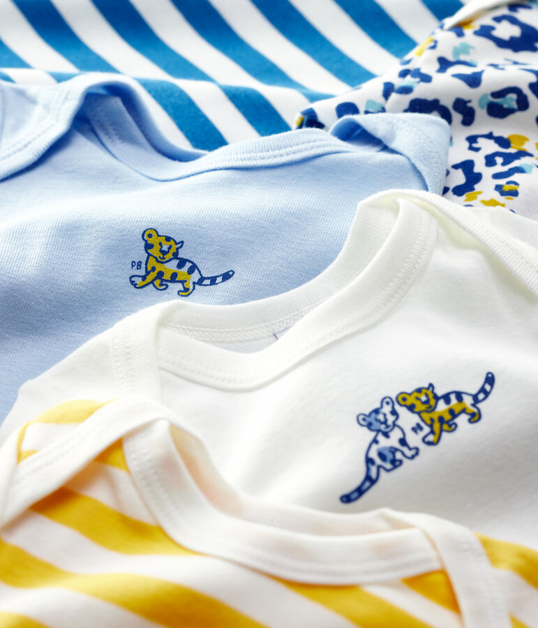 Lot de 5 bodies manches longues panth&egrave;re b&eacute;b&eacute; en coton multicouleur